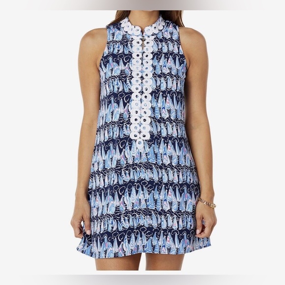 Lilly Pulitzer Dresses & Skirts - Lilly Pulitzer Women’s Jane Shift Sleeveless Short Dress Navy Sails Stripes Sz 0
